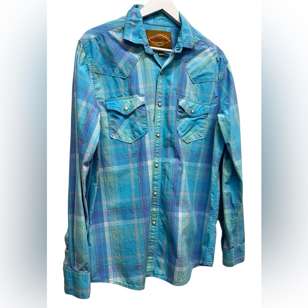 Red Camel Mens Sz L Long-Sleeved Plaid Button Up Pockets Pearl Buttons Western - Picture 2 of 8
